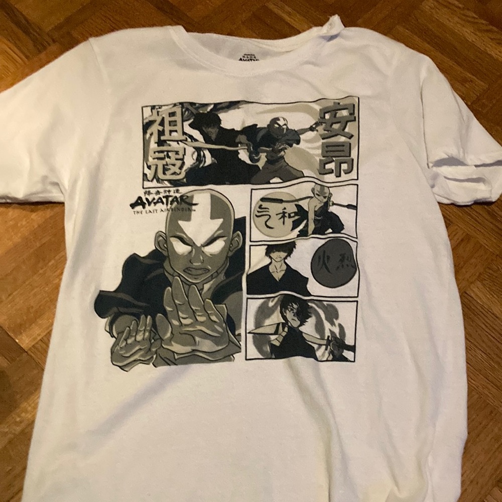 Avatar The Last Airbender Anime White and Grey T-Shirt